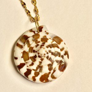 Natural Shell Shiva Nautilus Pendant Necklace Mermaid Statement Gold Plated 18"